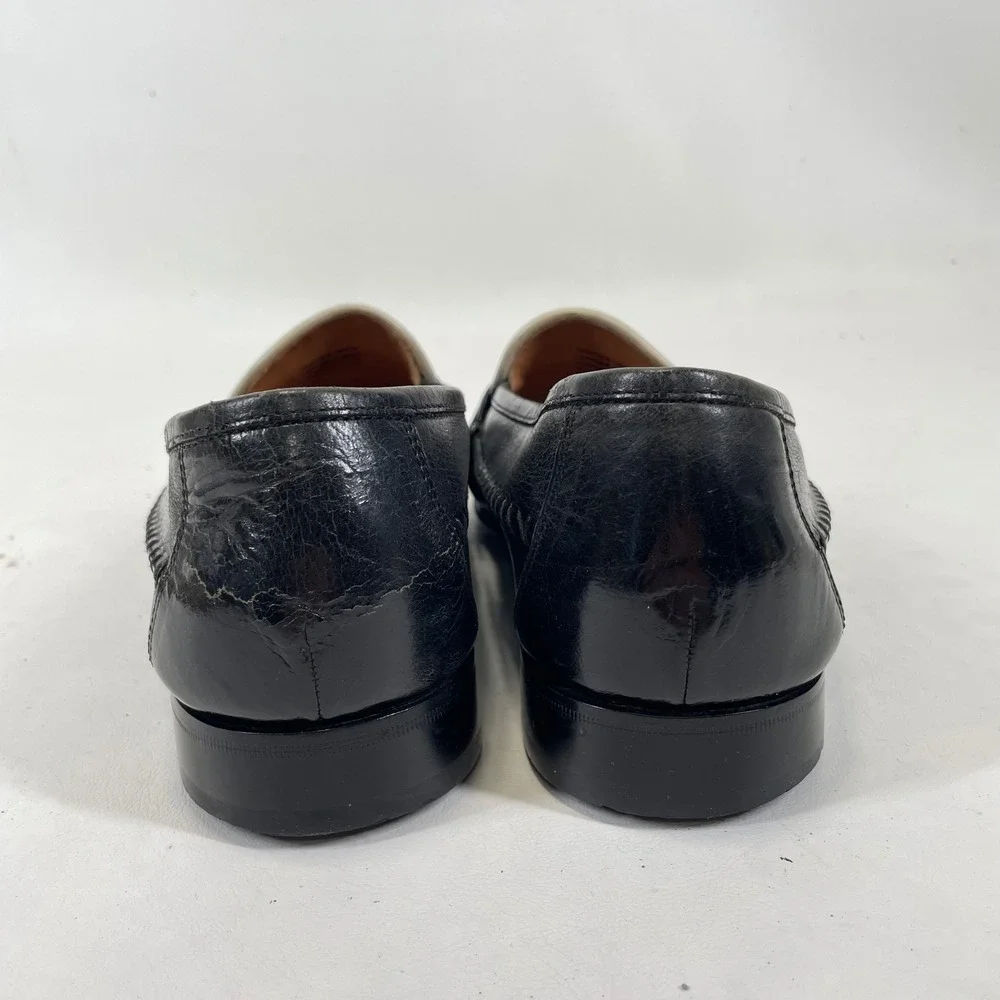 Florsheim Mens Two Tone Penny Loafers Black Cream Leather Whipstitch 10.5 EEE